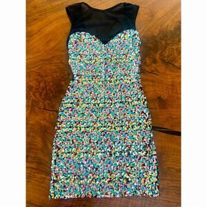 Dress the Population Revolve Multicolor Confetti Sequin Mini Dress XS